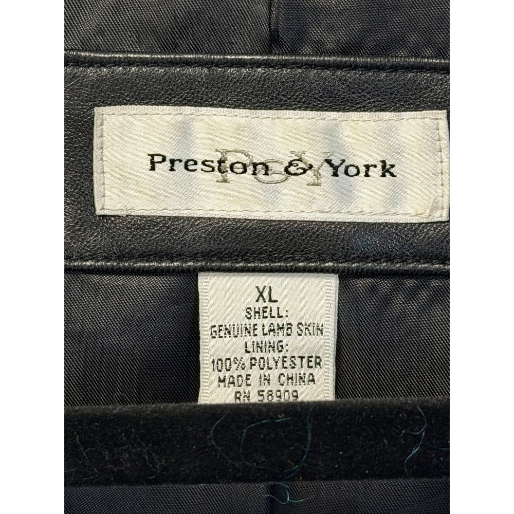 Preston &‎ York Black Lambskin Leather Jacket with Self-Tie Belt Men's Size XL - Picture 4 of 9